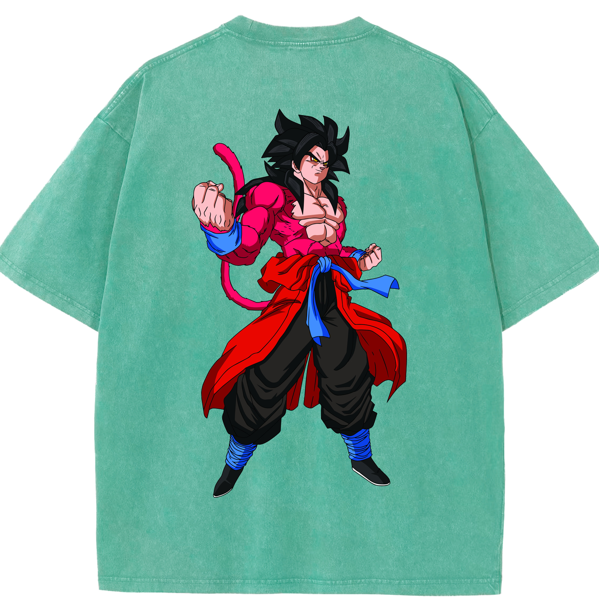 （画像用） ドラゴンボール 孫悟空（そん ごくう）Son Goku カカロット DRAGON BALL Kakarotto 綿100% ヴィンテージ風 半袖Tシャツ（背面プリント）